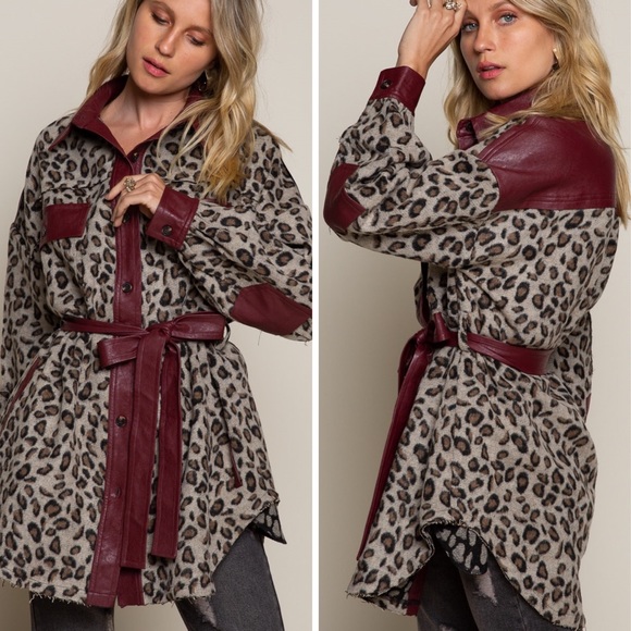 FINAL PRICE DROP Leopard Print Leather Trench Coat - Picture 4 of 8